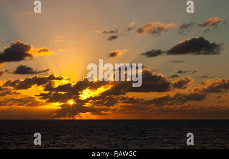 Tramonto sul Mare dei Caraibi Foto Stock