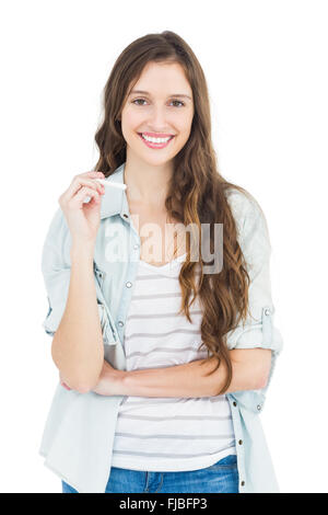 Studentessa tenendo un chalk Foto Stock