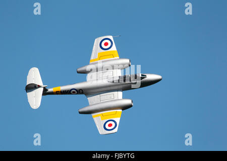 Gloster Meteor, aeromobili dal Royal Air Force, RAF in volo, Regno Unito Foto Stock