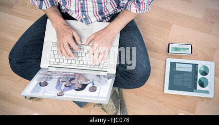 Immagine composita di business interface con grafici e dati Foto Stock