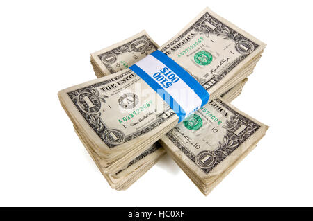 Fasci di contanti impilati Foto Stock