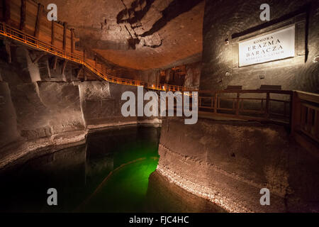 L'Europa, Polonia, le Miniere di Sale di Wieliczka, lago sotterraneo in Erazma Baracza Camera, Patrimonio Mondiale dell UNESCO Foto Stock