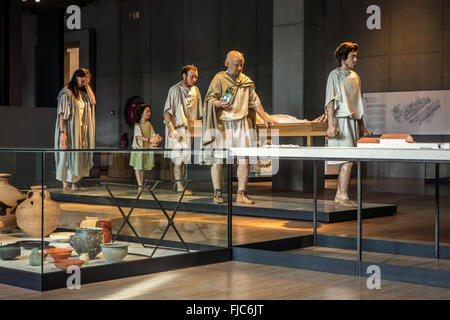 Diorama che mostra funerario romano nel Gallo-Romeins / Gallo Museo Romano, Tongeren, Belgio Foto Stock