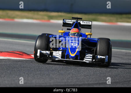 Barcellona, Spagna. 01 Mar, 2016. Formula 1 winter test di auto al Circuit de Catalunya di Barcellona il Test 2 giorno 1. La Sauber F1 Team C35 &#x2013; Felipe Nasr. Credito: Azione Sport Plus/Alamy Live News Foto Stock