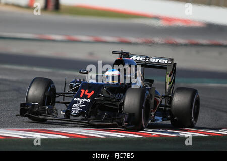 Barcellona, Spagna. 01 Mar, 2016. Formula 1 winter test di auto al Circuit de Catalunya di Barcellona il Test 2 giorno 1. McLaren Honda MP4-31 &#x2013; Fernando Alonso Credito: Azione Sport Plus/Alamy Live News Foto Stock