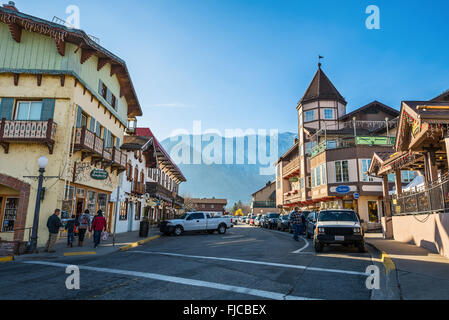 Leavenworth a tema bavarese cittadina nello Stato di Washington. Foto Stock