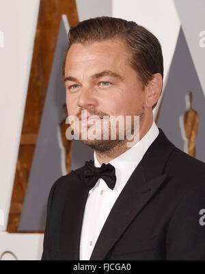 LEONARDO Di Caprio noi attore di cinema a Oscar nel febbraio 2016. Foto di Jeffrey Mayer Foto Stock