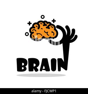Cervello creativo segno idea,design piatto.Concetto di idee di ispirazione, innovazione, invenzione, efficace pensare, la conoscenza Illustrazione Vettoriale