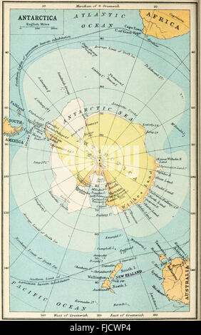 Mappa di Antartide, circa 1900 Foto Stock