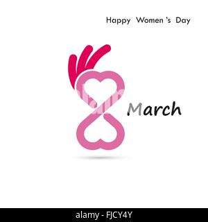 Creative 8 marzo logo design vettoriali con la giornata internazionale della donna concetto.la giornata della donna simbolo. Azienda,educazione e industrial Illustrazione Vettoriale