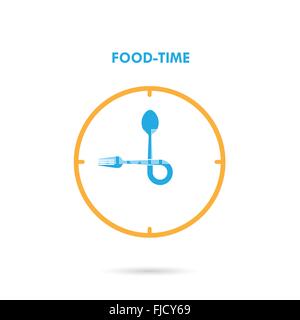 Tempo di alimentare,l'ora di pranzo icon.mangiare il concetto di tempo.Cucchiaio e forchetta sign.Può essere utilizzato per il layout, banner e web design. Illustrazione Vettoriale