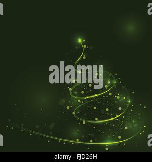 Shining albero di natale, la magia albero di natale, lucido albero di natale.Buon Natale e felice anno nuovo sfondo astratto. Illustrazione Vettoriale