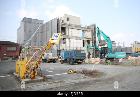 Tokyo. Il 27 febbraio, 2016. Foto scattata nel febbraio 27, 2016 mostra un cantiere di Miyagi-ken in Giappone. Giappone segnerà il quinto anniversario del 2011 il terremoto e lo tsunami, mentre i programmi di ricostruzione nel disastro-ha colpito le regioni sono lenti. © Liu Tian/Xinhua/Alamy Live News Foto Stock