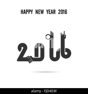 Felice Anno Nuovo 2016.Colorata greeting card design.illustrazione vettoriale per vacanza design. Parte poster, biglietto di auguri, Illustrazione Vettoriale