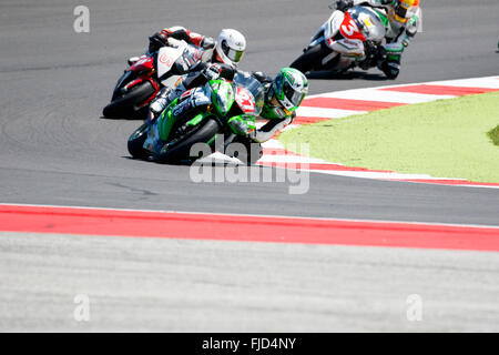 Misano Adriatico, Italia - 21 Giugno 2015: KAWASAKI ZX-10R del Team Pedercini, pilotato da CECCHINI Riccardo Foto Stock