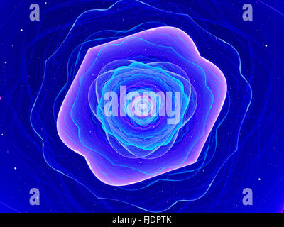 Blu brillante mistero frattale, generato dal computer sfondo astratto Foto Stock