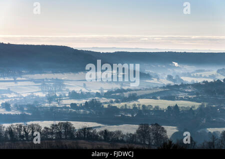 Paesaggio invernale Bathampton, Somerset nella luce della sera Near Bath, Regno Unito Foto Stock