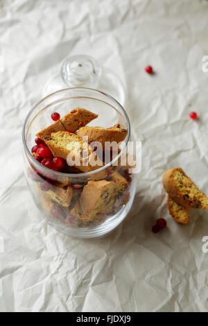 Cranberry biscotti di Natale, cibo closeup Foto Stock