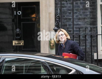 Ambra Rudd,il Segretario di Stato per l'energia e il cambiamento climatico,al numero 10 di Downing Street per una riunione del gabinetto Foto Stock