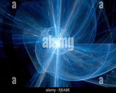 Blu brillante singolarità nello spazio, generato dal computer sfondo astratto Foto Stock