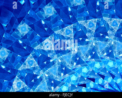 Blu brillante vetro macchiato frattali generati da computer sfondo astratto Foto Stock
