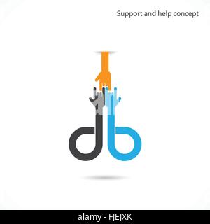 Supporto e assistenza concetto, il lavoro di squadra mani concetto, concetto di handshake, idee di business .illustrazione vettoriale Illustrazione Vettoriale