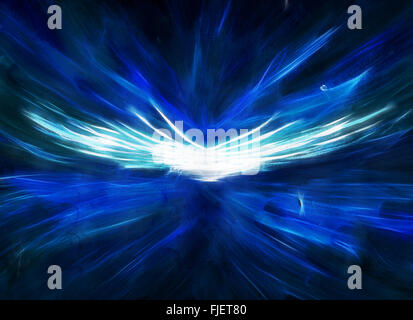 Blu brillante angel wings nello spazio, generato dal computer sfondo astratto Foto Stock