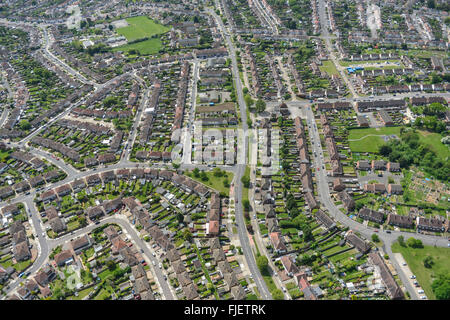Una veduta aerea del Collier zona righe di Romford, Greater London Foto Stock