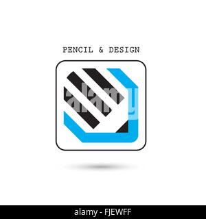 Creative icona a forma di matita abstract logo design template vettoriale. Aziendale Corporate logotipo creativo simbolo. Illustrazione Vettoriale Illustrazione Vettoriale