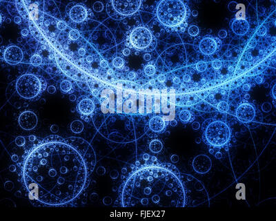 Magica frattale incandescente cerchi, generato dal computer sfondo astratto Foto Stock