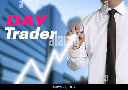 Daytrader aspira il prezzo di mercato sul touchscreen. Foto Stock