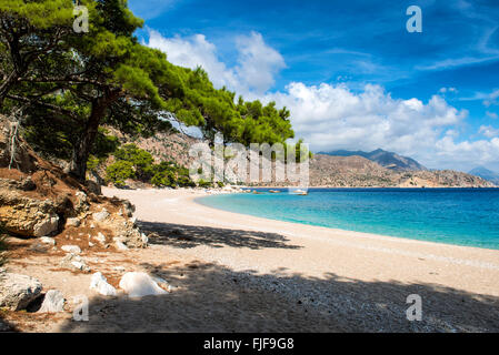Spiagge più belle della Grecia. Apella spiaggia su Karpathos Island, Grecia Foto Stock