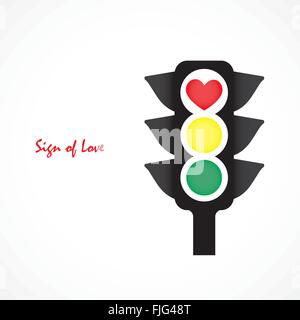 Icona della spia del traffico con cuore rosso segno. Business e valentine 's day concetto. Illustrazione Vettoriale Illustrazione Vettoriale