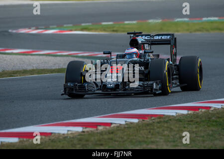 Montmelo, Spagna. 02Mar, 2016. Autista Jenson Button. Il team McLaren Honda. Formula Uno giorni di test sul Circuito de Catalunya. Montmelo, Spagna. Marzo 2, 2016 Credit: Miguel Aguirre Sánchez/Alamy Live News Foto Stock