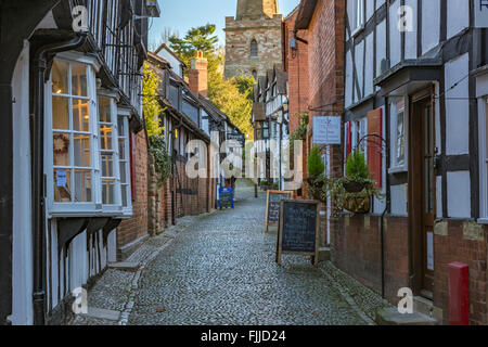 Church Lane nella storica cittadina rurale di Ledbury, Herefordshire, England, Regno Unito Foto Stock