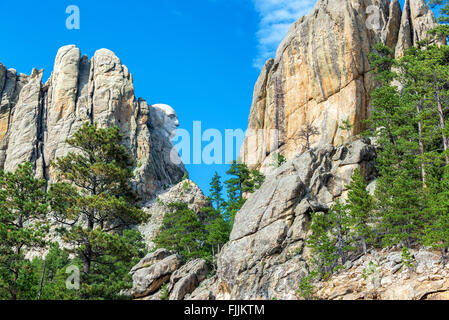 Profilo di George Washington a Mount Rushmore Foto Stock