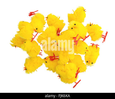 Abbondanza di pasqua pulcini, vista dall'alto, isolato Foto Stock