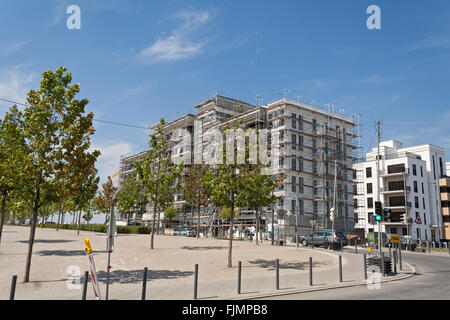 Sito in costruzione del nuovo quartiere europeo a Francoforte Foto Stock