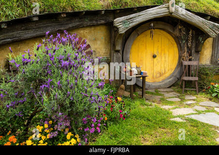 Hobbit-foro in Hobbiton, ubicazione del Signore degli Anelli e Lo Hobbit trilogia cinematografica, Hinuera, Matamata, Nuova Zelanda Foto Stock