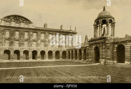 Queen's College di Oxford University. Cartolina 1900s Foto Stock