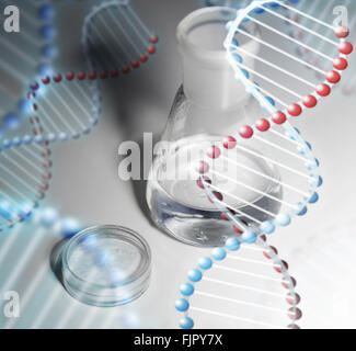 Chiusura del pallone con acqua o liquido chimico Foto Stock