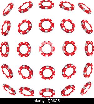 Red casino gettone da lati diversi su bianco Illustrazione Vettoriale