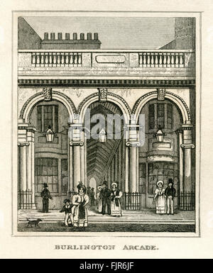 Burlington Arcade, Piccadilly, Londra. Costruito nel 1819. Dal 1835 la stampa. Foto Stock