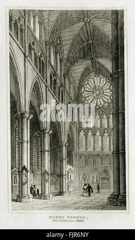 Poeti' angolo, l'Abbazia di Westminster, Londra. Dal 1835 la stampa. Foto Stock
