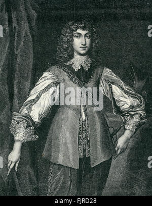 Prince Rupert (1619 - 1682), comandante della cavalleria monarchica durante la Guerra Civile Inglese, fino al 1648 (1642-1651). Comunemente chiamato Prince Rupert del Reno. Si arrese dopo la caduta di Bristol ed è stato bandito dall'Inghilterra. Foto Stock