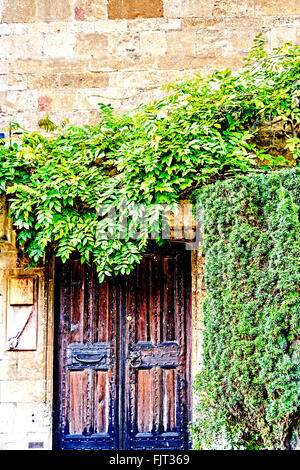 Ingresso della old school house, Chipping Campden, Gloucestershire, Inghilterra, Regno Unito; Eingang zur alten Schule auf der High Street in Foto Stock