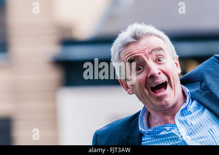 Belfast, Irlanda del Nord, Regno Unito. 3 Marzo, 2016. Michael O'Leary, CEO di Ryanair, tiene una conferenza stampa Credito: Stephen Barnes/Alamy Live News Foto Stock