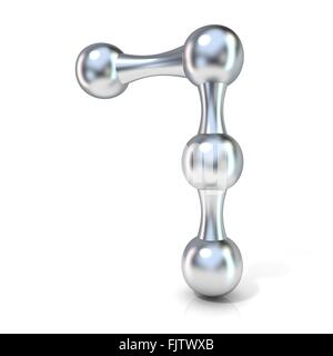 Font molecolare cifre numeriche raccolta, 7 - sette. 3D render illustrazione isolati su sfondo bianco. Foto Stock