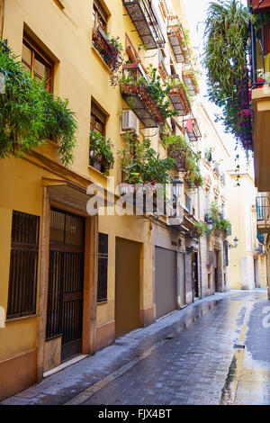 Valencia Barrio del Carmen street di facciate in Spagna Foto Stock