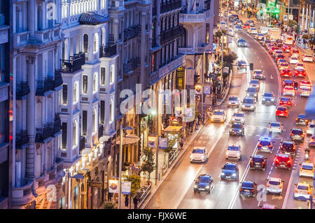 Gran Via. Madrid, Spagna. Foto Stock